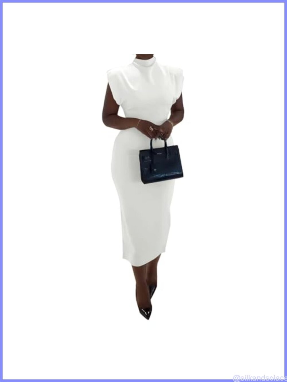 Women's Sleeveless High Neck Maxi Dress with Bodycon Fit and Back Slit - Picture 4 of 6